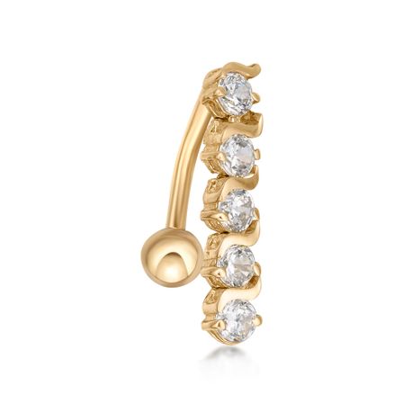 10K Yellow Gold Cubic Zirconia Mount Belly Ring 12 MM