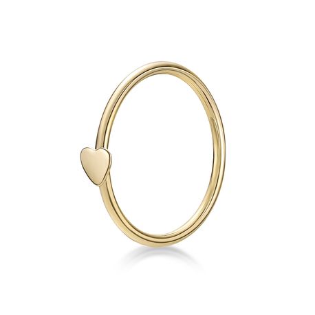 14K Yellow Gold 10 MM Heart Hoop Nose Ring, 20 Gauge