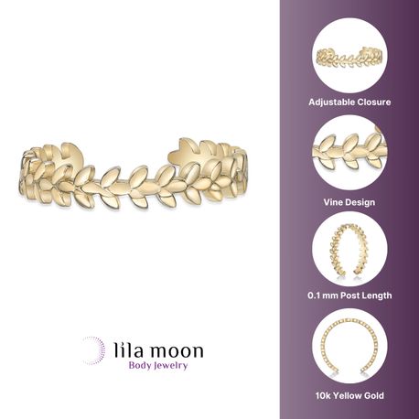 10K Yellow Gold Vine Band Adjustable Toe Ring