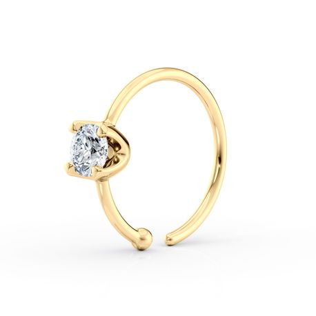 14K White Gold 0.07 Carat Lab Grown Diamond Nose Hoop Ring, 20 Gauge
