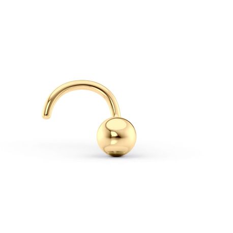 14K Yellow Gold Curved Ball Nose Ring, 20 Gauge