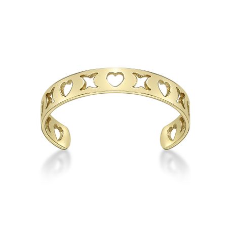 10K Yellow Gold XO Cutout Adjustable Toe Ring