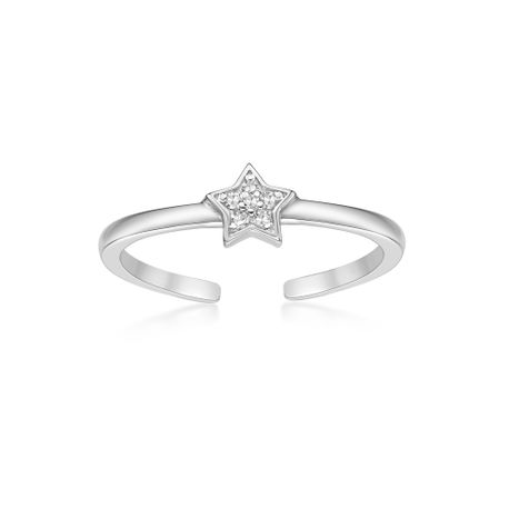 Sterling Silver Star Adjustable Toe Ring, 0.03 Carat