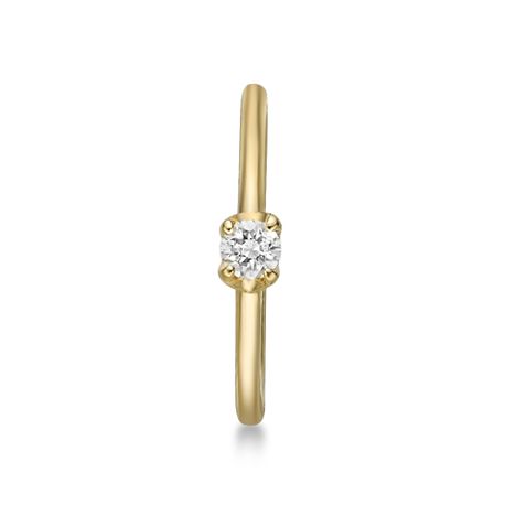 14K Yellow Gold 0.02 Carat Lab Grown Diamond Nose Hoop Ring, 20 Gauge