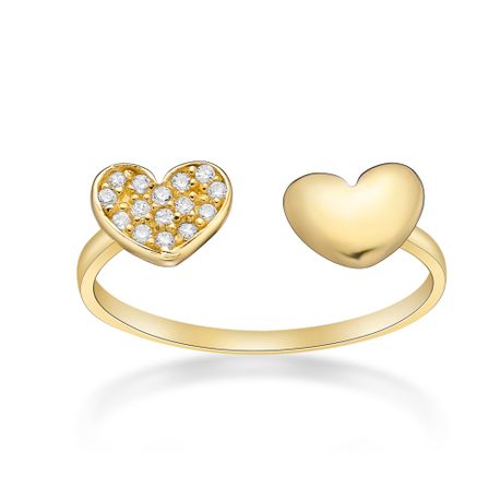 10K Yellow Gold Double Heart Adjustable Toe Ring