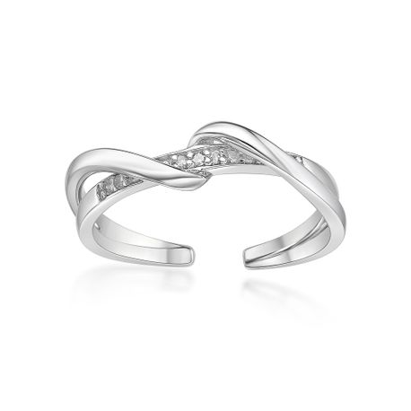 Sterling Silver Dual Twisted Adjustable Toe Ring, 0.035 Carat