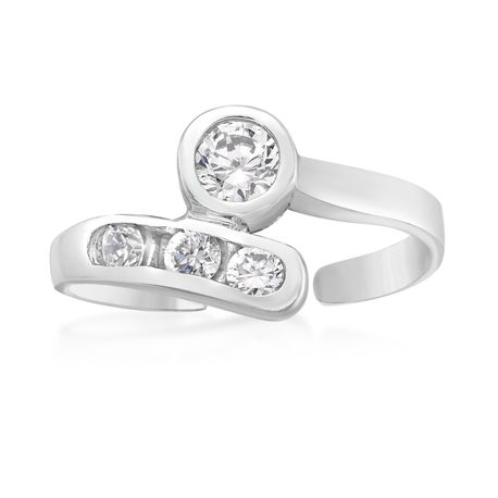 10K White Gold Cubic Zirconia Wrap Adjustable Toe Ring