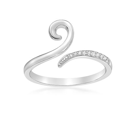 Sterling Silver Bypass Adjustable Toe Ring, 0.05 Carat