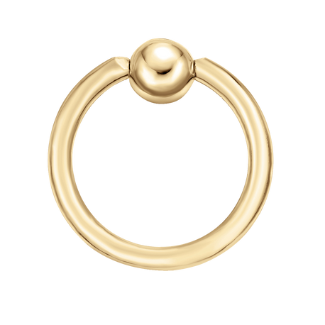14K Yellow Gold Captive Bead Universal 8 MM Hoop Ring, 16 Gauge