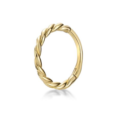 14K Yellow Gold 10 MM Braid Design Hoop Nose Ring with Multi-Purpose Clicker