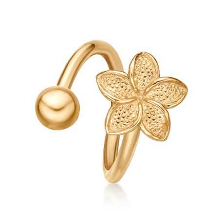 10K Yellow Gold 9 MM Lotus Flower Twist Belly Ring