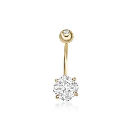 10K Yellow Gold 8 MM Circle Cubic Zirconia Belly Ring