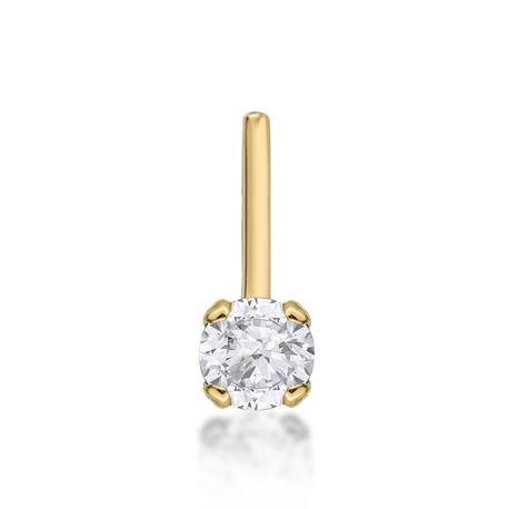 14K Yellow Gold L-Shaped Diamond Nose Ring, 0.07 Carat, 20 Gauge