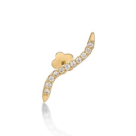 14K Yellow Gold Cubic Zirconia Wave Cartilage Earring