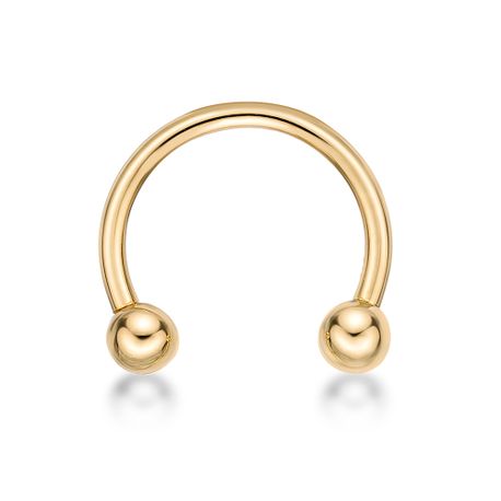 14K Yellow Gold Circular 3/8 Inch Barbells Horseshoe Eyebrow Ring