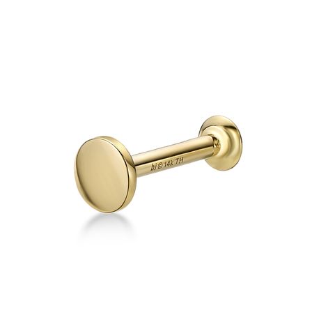 14K Yellow Gold 4 MM Internal Threaded Disc Micro Labret Lip Stud