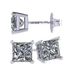 Central Diamond Center 14K Gold Posts & Sterling Silver Princess Cut CZ Stud Earrings - 5.0mm 1.50cttw - Platinum Plated