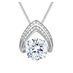 Central Diamond Center Ultimate Omega Dancing Gemstone Necklace Sterling Silver w/ Pure Brilliance Zirconia – Platinum Plated
