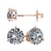 14K Gold Post & Sterling Silver 3 Prong Martini Style Cz Stud Earrings for Women (89-10111-r)