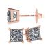 Central Diamond Center 14K Gold Posts & Sterling Silver Princess Cut CZ Stud Earrings - 7.0mm 4.00cttw - Rose Gold Plated