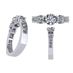 Central Diamond Center Straight Bar Style Sterling silver CZ 3 Stone Ring 2.50ctw (Euro) - Platinum Plated - Size 6