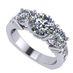 Central Diamond Center Straight Bar Style Sterling silver CZ 3 Stone Ring 2.50ctw (Euro) - Platinum Plated - Size 6