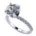 Simulated Diamond Zirconia Engagement Ring Round Cut Solitaire w/Sides S. Silver (47-10032)