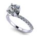 Simulated Diamond Zirconia Engagement Ring Round Cut Solitaire w/Sides S. Silver (47-10793)