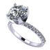 Simulated Diamond Zirconia Engagement Ring Round Cut Solitaire w/Sides S. Silver (47-11186)