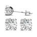 NANA Jewels Moissanite Stud Earrings Sterling Silver 6.5mm-2.00ct total weight-Friction-Platinum Plated
