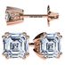 NANA Jewels 14K Solid Gold Posts & Sterling Silver Asscher Cut CZ Stud Earrings Hypoallergenic, 2.50cttw Rose