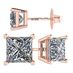NANA Jewels Princess Cut Simulated Diamond Stud Earrings Silver & CZ Hypoallergenic - Rose (5.0mm) 1.50ctw