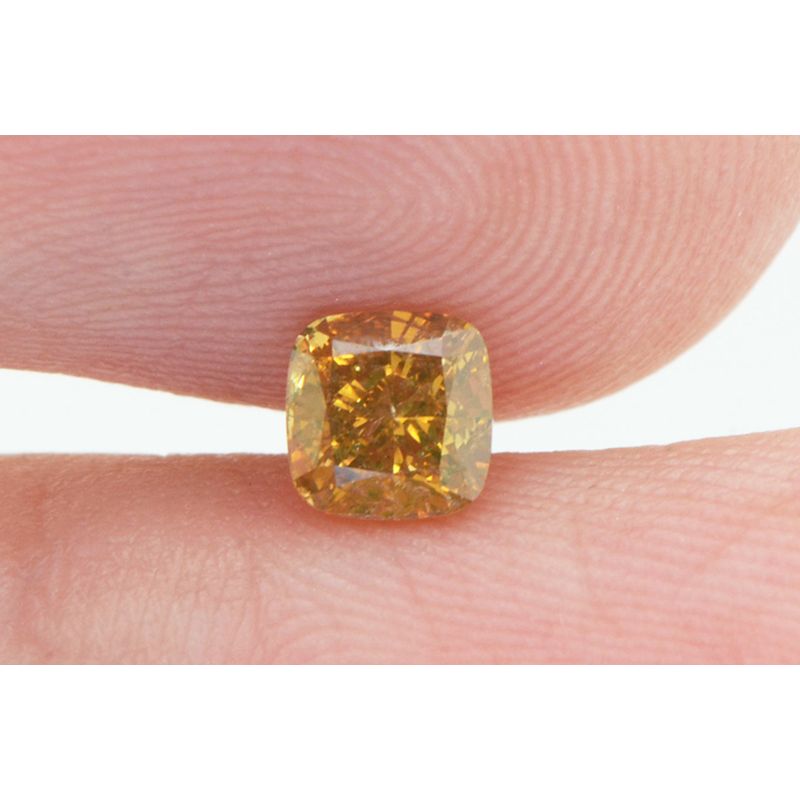 Cushion Shape Diamond Fancy Orange Color Loose 0.47 Carat SI1 Enhanced ...