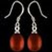 925 Sterling Silver Dangle Earrings Drop Oval Coffee Pearls Woman Present Lady 