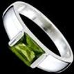 925 Sterling Silver Solitaire Ring Rectangle Green Zircon Woman Gift Jewelry