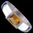 925 Sterling Silver Solitaire Ring Rectangle Yellow Zircon Woman Gift Jewelry