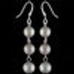925 Sterling Silver Dangle Earrings Rhodium Plating 3 Grey Pearls Hook Links  
