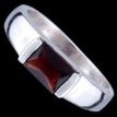 925 Sterling Silver Solitaire Ring Rectangle Red Zircon Woman Gift Jewelry