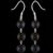 925 Sterling Silver Dangle Earrings Three Black Round Pearls Hook Fine Links  