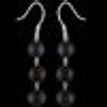925 Sterling Silver Dangle Earrings Three Black Round Pearls Hook Fine Links  