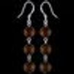 925 Sterling Silver Dangle Earrings 3 Coffee Pearls Rhodium Plating Hook Links  