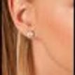 925 Sterling Silver Studs Earrings White Circle Zircon Every Day Jewelry Gift