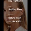 925 Sterling Silver Dangle Earrings Drop Oval Black Pearls Woman Present Lady