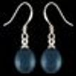 925 Sterling Silver Dangle Earrings Drop Oval Black Pearls Woman Present Lady