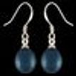 925 Sterling Silver Dangle Earrings Drop Oval Black Pearls Woman Present Lady