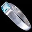 925 Sterling Silver Solitaire Ring Rectangle Light Blue Zircon Woman Gift Lady 
