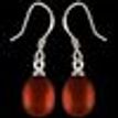 925 Sterling Silver Dangle Earrings Drop Oval Coffee Pearls Woman Present Lady 