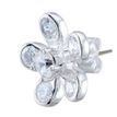 925 Sterling Silver Stud Earrings White Zircon Flower Woman Present Lady Jewelry