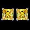 925 Sterling Silver Studs Earrings Pink Square Zircon Every Day Jewelry Present 
