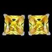 925 Sterling Silver Studs Earrings Pink Square Zircon Every Day Jewelry Present 